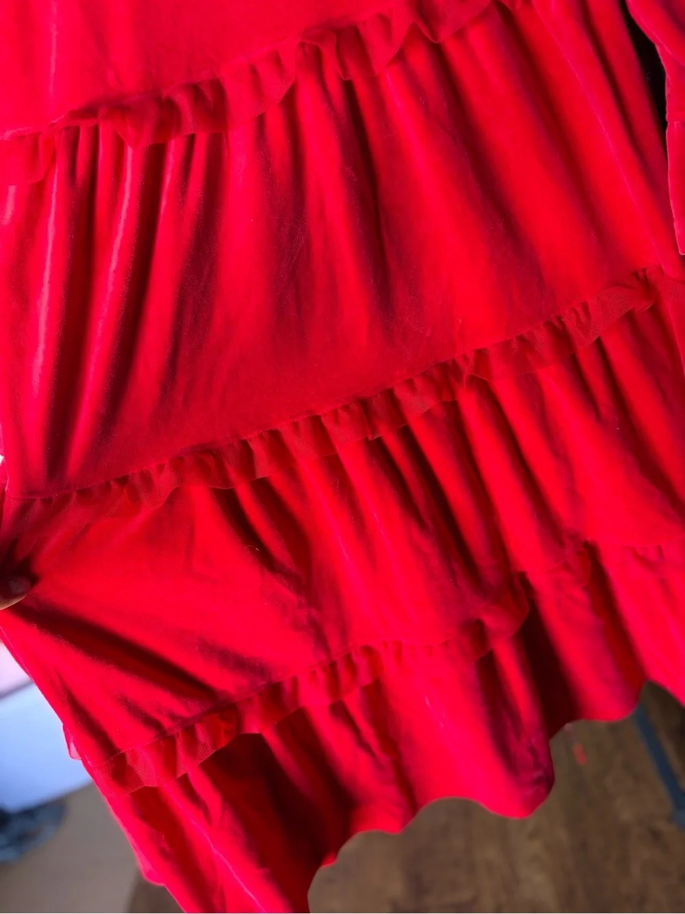 NWT Hanna Andersson Red Velvet Tiered Dress 150 US 12